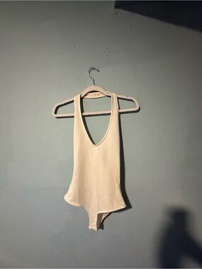 Tobi Halter Tank Sleeveless Cream V-Neck Bodysuit - Women Tops